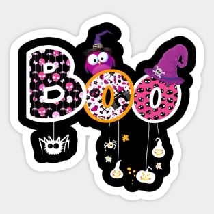 Boo Halloween Costume Spiders, Ghosts, Pumkin Witch Hat Sticker